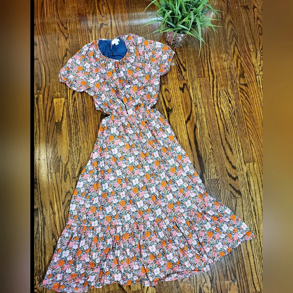 J. Crew Side-Cutout Organic Cotton Dress In Liberty Meadow Song Fabric Floral